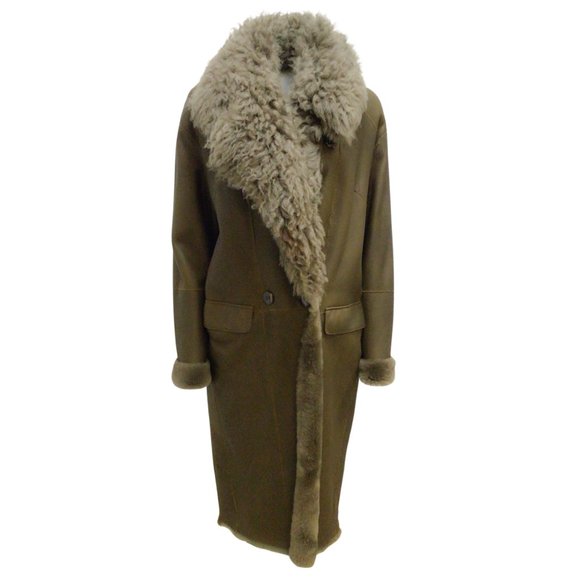 HiSO Jackets & Coats Hiso Olive Green Midlength Lamb Shearling Coat